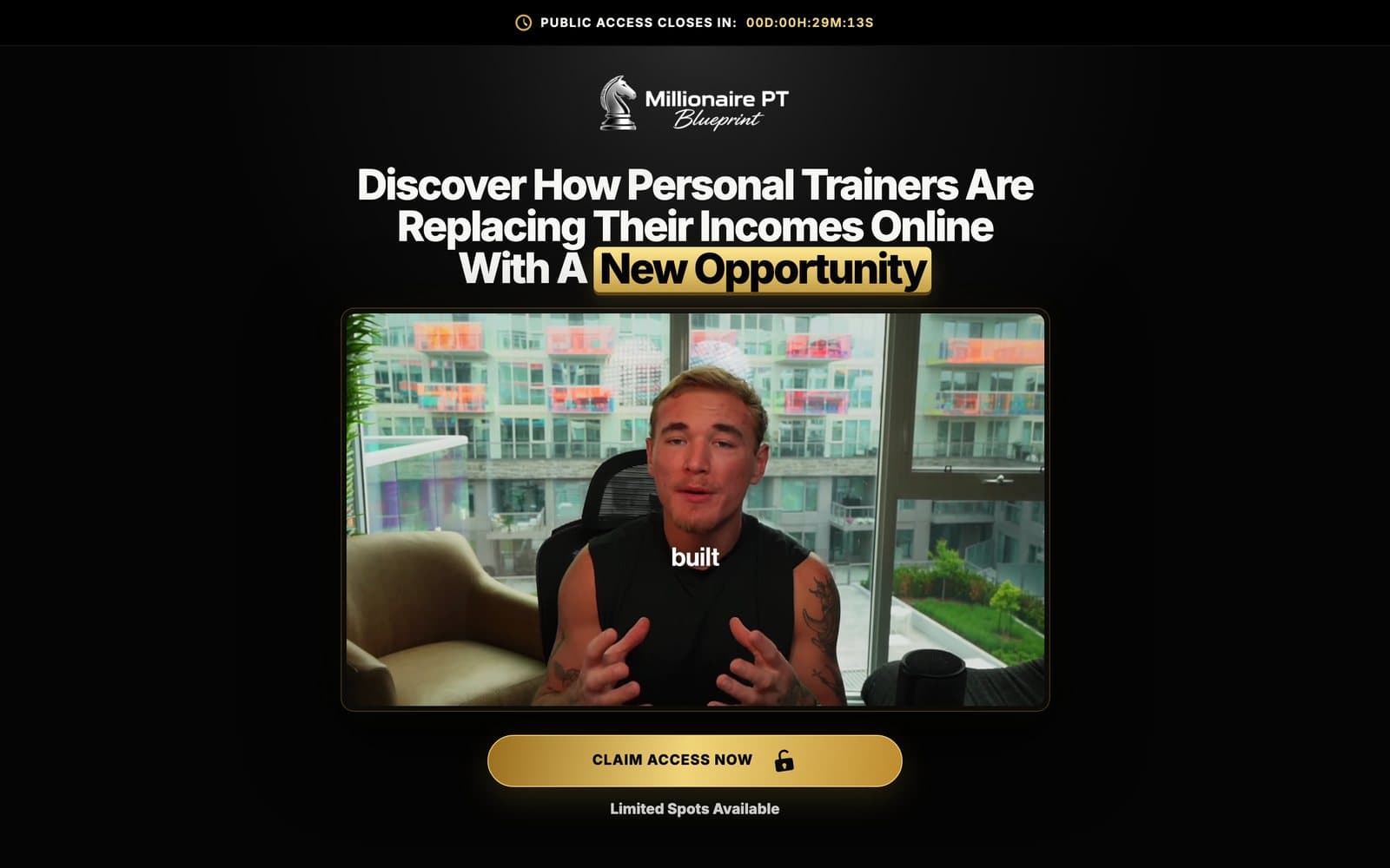 Millionaire PT Blueprint landing page
